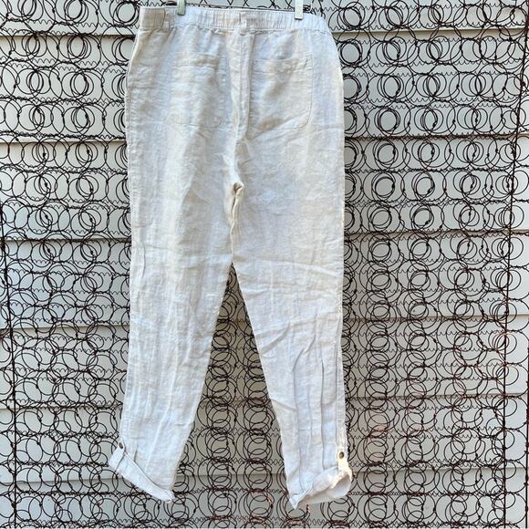 Lands’ End 12T Mid Rise Straight Leg Roll Tab Linen Pants - Picture 2 of 7